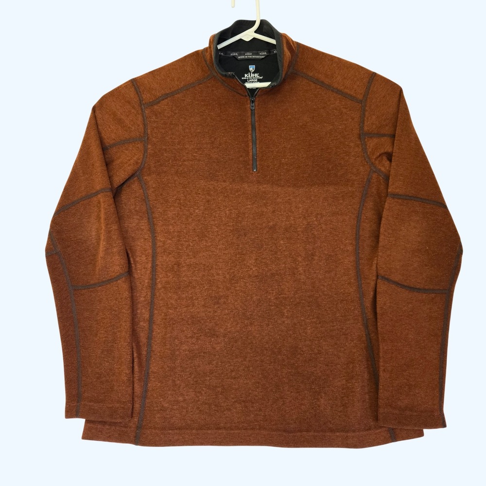 KUHL Revel 1/4 Zip Fleece Pullover Rust Burnt Orange Mens Large 3007 READ - Picture 2 of 8